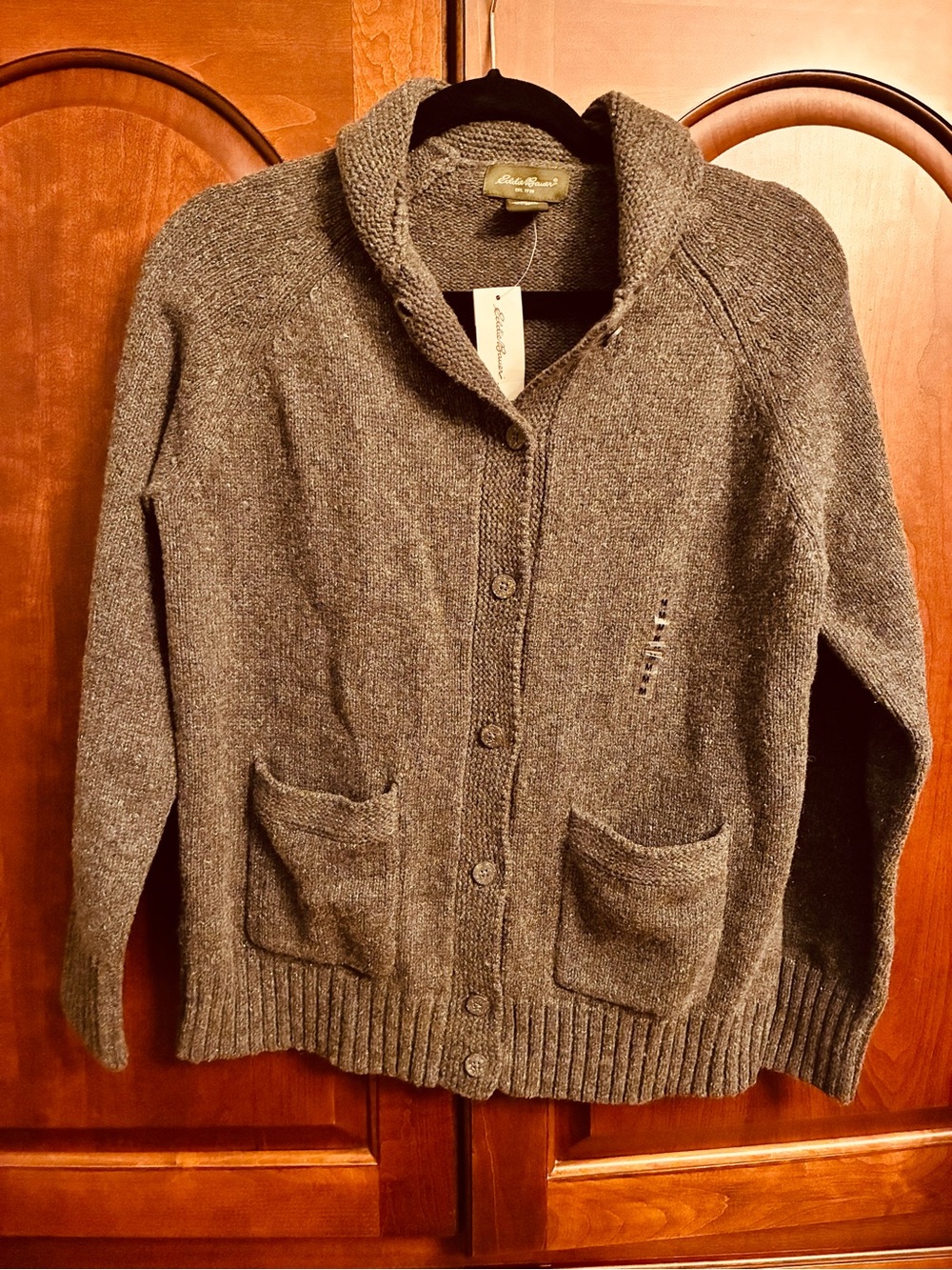 Eddie Bauer Women’s VTG NWT Dark Academia Gray Shawl Japan Wool blend Cardigan
